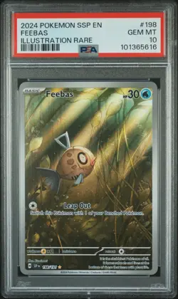 Pokemon 2024 Feebas 198/191 Surging Sparks Illustration Rare PSA 10 EN - Image 1