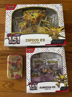 Pokemon TCG Scarlet Violet 151 Sealed Lot Bundle Zapdos EX Alakazam Mini Tin New - Image 1