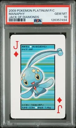 2009 POKEMON PLATINUM VERSION PLAYING CARDS JACK OF DIAMONDS MANAPHY PSA 10 - Image 1
