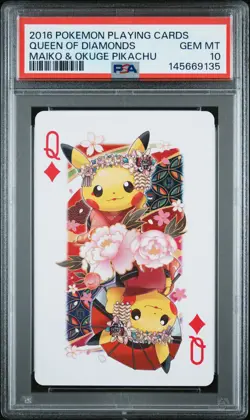 POKEMON PLAYING CARDS MAIKO PIKACHU & OKUGE PIKACHU QUEEN OF DIAMONDS PSA 10 - Image 1