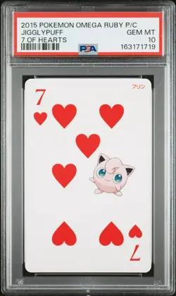 2015 POKEMON OMEGA RUBY PLAYING CARDS 7 OF HEARTS JIGGLYPUFF PSA 10 - Image 1