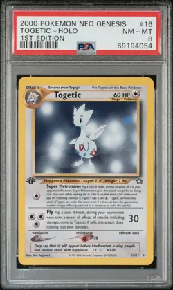 Pokemon TCG Togetic 16/111 Neo Genesis 1st Edition Holo Rare English PSA 8 - Image 1