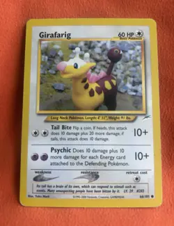 Nintendo Girafarig 66/105 Pokemon TCG Neo Genesis Regular Common 2000 Lv.29 60HP - Image 1