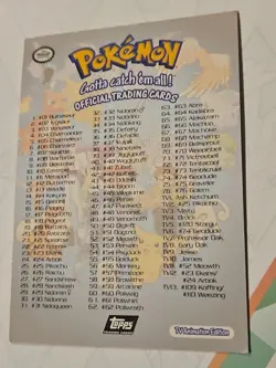Pokemon Checklist Foil 1999 Topps TV Animation Edition Pokemon Card - Image 4
