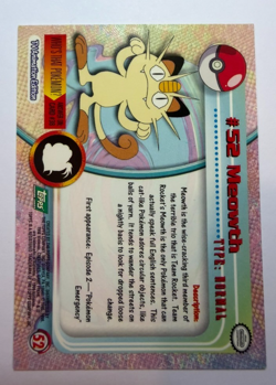 Meowth #52 Topps TV Animation Edition Green Label Pokemon Card - Image 2