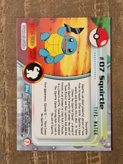Squirtle #07 Blue Logo Topps TV Animation Edition FOIL Pokemon 1999 UK PRINT NM - Image 3