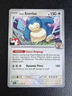 Pokemon TCG - Hop's Snorlax 117/159 Stamp Prize Pack Series 7 Journey Together - Image 1