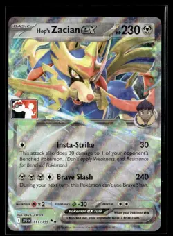 2025 Pokemon Prize Pack Series 8 Play Stamp Hop's Zacian ex Basic/ex #111/159 - Image 1