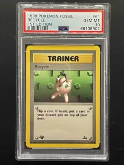 Pokemon TCG Recycle Fossil 1st Edition 61/62 Common Regular English PSA 10 - Image 1