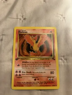 Moltres Pokemon Card TCG Fossil 1st Edition Non Holo 1999 WOTC 27/62 - Image 1