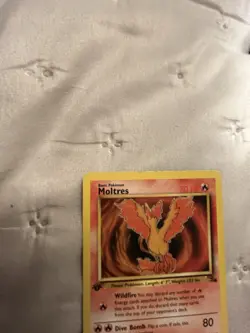 Moltres Pokemon Card TCG Fossil 1st Edition Non Holo 1999 WOTC 27/62 - Image 2