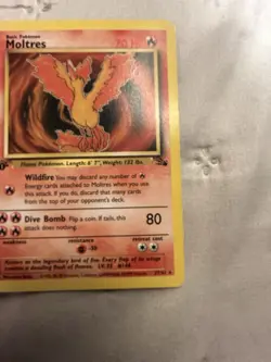 Moltres Pokemon Card TCG Fossil 1st Edition Non Holo 1999 WOTC 27/62 - Image 4