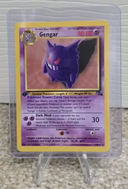 1st Edition Gengar Vintage Pokemon TCG Fossil Set 20/62, Non Holo Trading Card - Image 1
