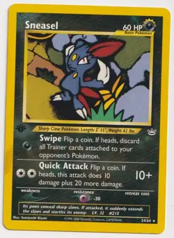 Vintage Pokemon TCG Sneasel 24/64 Neo Revelation 1st Edition Non Holo NM LP - Image 1