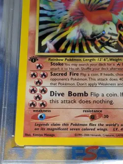 Ho-oh 7/64 1st Edition Holo Rare Neo Revelation Pokemon Tcg PSA 8 NM-MT - Image 5