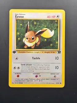 1st Edition Eevee 55/82 Team Rocket Pokemon Card WOTC NM TCG 2000 - Image 1