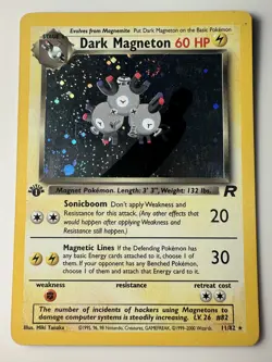 Dark Magneton 11/82 Team Rocket Pokemon NM 1st Edition Holo SWIRL TCG - Image 1