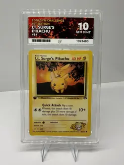 Pokemon TCG Lt. Surge's Pikachu 84/132 Gym Challenge 1st Edition ACE 10 - Image 1