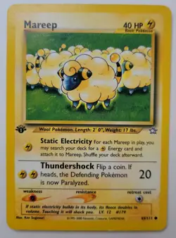 Pokemon TCG Mareep Neo Genesis Card 65/111 LP 1st Edition Vintage WOTC 2000 - Image 1