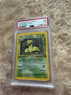 Pokemon TCG Victreebel Holo Rare Unlimited Jungle Card 14/64 1st Edition PSA 7 - Image 1