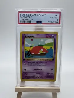 Pokemon TCG Slowpoke 67/82 Team Rocket 2000 English 1st Edition PSA 8 - Image 1