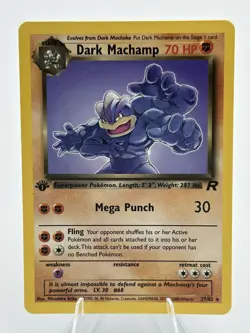 Pokemon Dark Machamp TCG Team Rocket Card 27/82 1ST Edition LP - Image 1