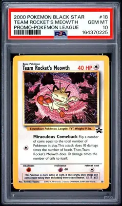Pokemon Promo Black Star Team Rocket'S Meowth 18 Promo-Pokemon League NM PSA 10 - Image 1