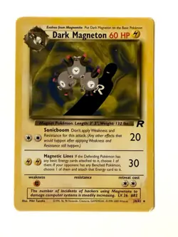 Dark Magneton 28/82 Team Rocket Pokemon Card WOTC Rare Non Holo MP Vintage - Image 1