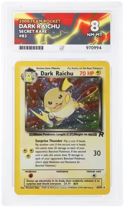 Pokemon TCG Dark Raichu Team Rocket 83 Holo Secret Rare 8 NM-MT - Image 3