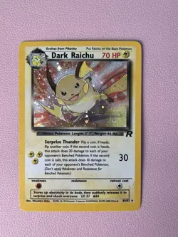 Pokemon TCG Dark Raichu Team Rocket Holo Card 83/82 WOTC 1999 Near Mint Vintage - Image 4