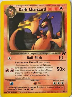 Dark Charizard 21/82 Non Holo Rare Team Rocket WOTC Vintage Pokemon Card LP - Image 1