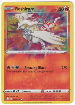 Pokemon TCG Reshiram 017/072 Amazing Rare Shining Fates Holo LP - Image 1