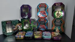 Pokemon TCG Empty Tin Lot Mini Tins Collector Tins Mimikyu Dragonite Salamence - Image 1