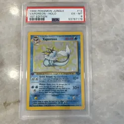 Pokemon TCG 1999 Jungle Vaporeon Holo Rare 1st Ed 12/64 PSA 6 Trading Card - Image 1