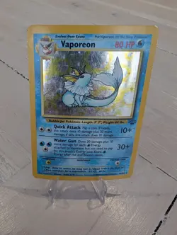 Pokemon TCG Vaporeon Holo Rare Jungle Card 12/64 MP Condition (slight bend) - Image 1