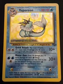 Pokemon TCG Vaporeon Holo Rare Card Jungle 12/64 - Image 1