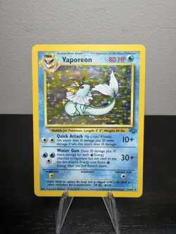 Pokemon TCG Vaporeon Holo Rare Card Jungle, 12/64, Vintage Moderately Played - Image 1