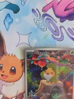 Pokemon TCG Sewaddle Card 87/86 SV White Flare Holo - Image 2