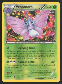 Pokemon TCG | Venomoth 2/119 | Phantom Forces Rare Reverse Holo | MP - Image 2