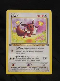 1999 POKEMON JUNGLE EEVEE 51/64 1ST EDITION WOTC NON-HOLO MP - Image 1