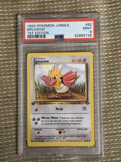 PSA 9 1999 Pokemon Jungle 1st Edition 3-Card Lot Meowth, Spearow and Rhyhorn - Image 3