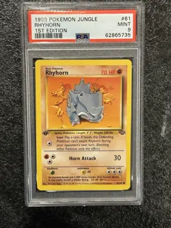 PSA 9 1999 Pokemon Jungle 1st Edition 3-Card Lot Meowth, Spearow and Rhyhorn - Image 5