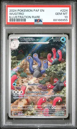 Pokemon TCG Wugtrio 224/091 2024 Paldean Fates Illustration Rare Card - PSA 10 - Image 1