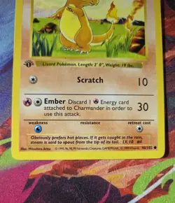 NM Charmander 46/102 *1ST EDITION* Shadowless Base Set near mint Vintage (1999) - Image 4