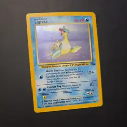 Pokemon TCG Lapras Fossil Holo Card 10/62 Series Rare Vintage 1999 - Image 1