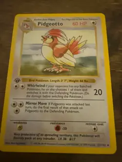 Pokemon Pidgeotto 22/102 1st Edition Base Set Shadowless Vintage 1999 WOTC HP - Image 1