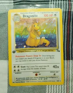 Pokemon Dragonite 1st Edition Holo Rare Card 4/62 Fossil - Image 1