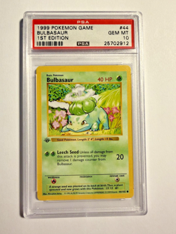 1999 POKEMON BASE SET SHADOWLESS 1ST EDITION #44 BULBASAUR PSA 10 - Image 1