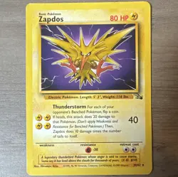 Wizards Pokemon TCG Fossil Zapdos 30/62 Holo Rare English 80 HP 1999 Unlimited - Image 1