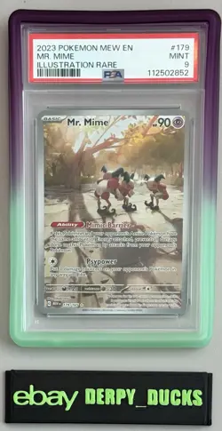 2023 Pokemon 151 Mew Mr. Mime Card PSA 9 Illustration Rare #179 Mint Graded TCG - Image 1